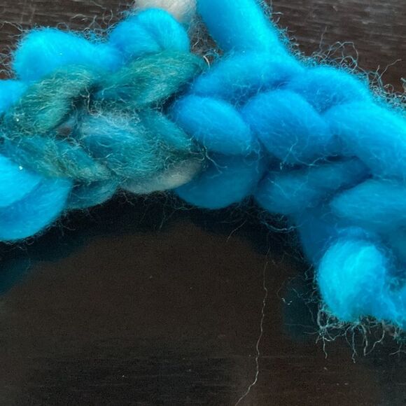 HAND CRAFTED New luxury Malabrigio Rasta wool yarn headband aqua cream brown - Picture 3 of 6